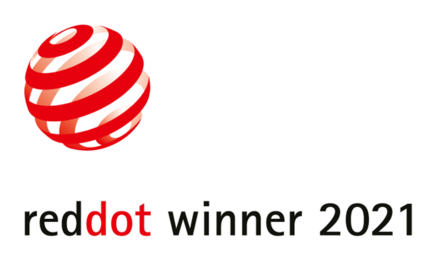 Red Dot Design Award winner 2021 badge for Angell Talent II Series digital R/F table system