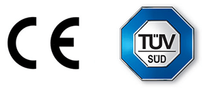 CE and TUV SUD certification marks